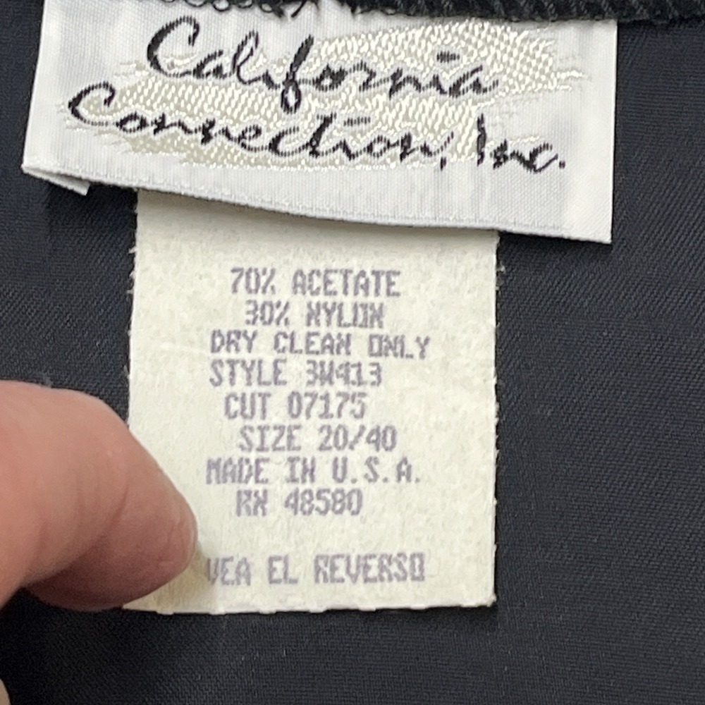 Vintage California Connection Vest Womens 20 Dark Velvet Floral Metallic Outline - Picture 4 of 8